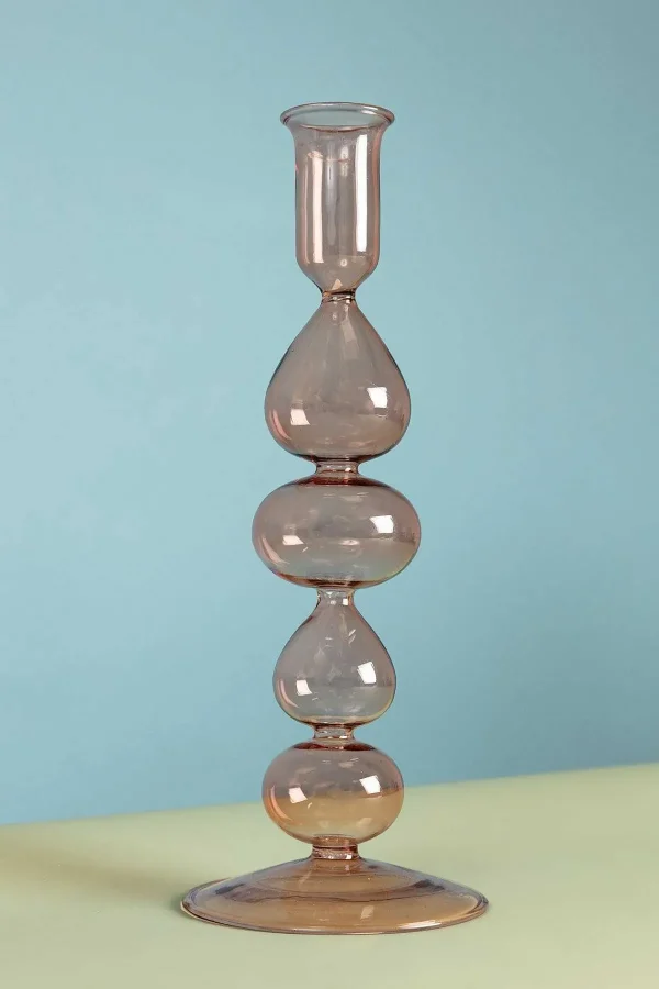 Eclectic Brown Glass Candle Stand* Homeware