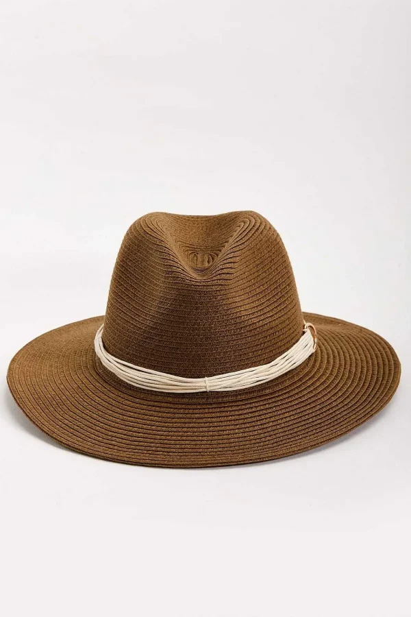 SOUL Accessories Brown Straw Hat With Gold Clasp Detail* Hats