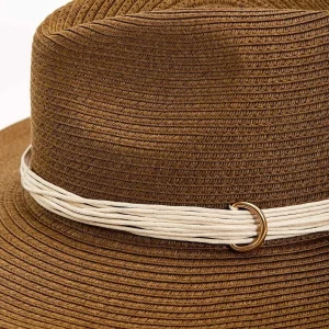 SOUL Accessories Brown Straw Hat With Gold Clasp Detail* Hats