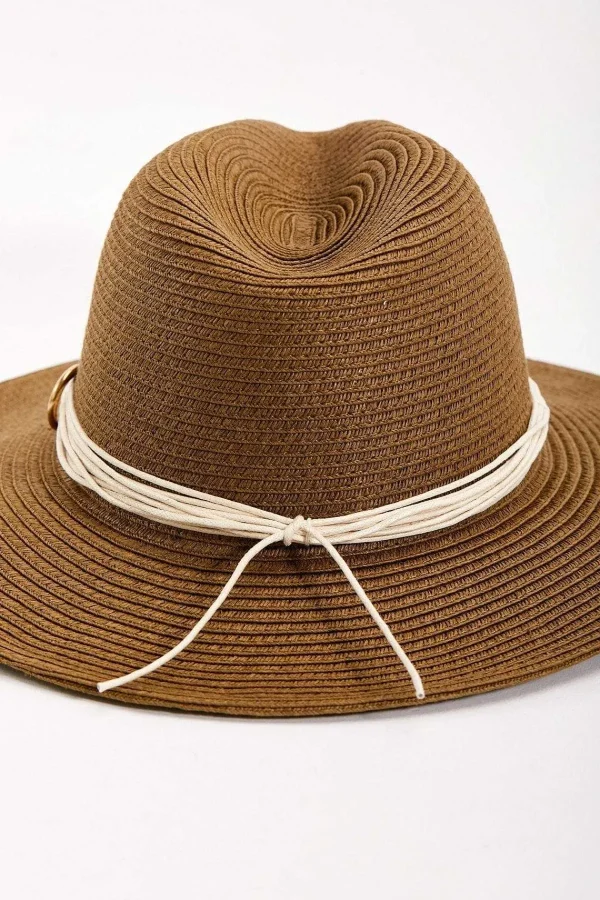 SOUL Accessories Brown Straw Hat With Gold Clasp Detail* Hats