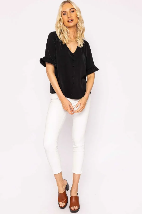 Rowen Avenue Button Blouse In Black*Women Tops & Blouses