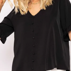 Rowen Avenue Button Blouse In Black*Women Tops & Blouses