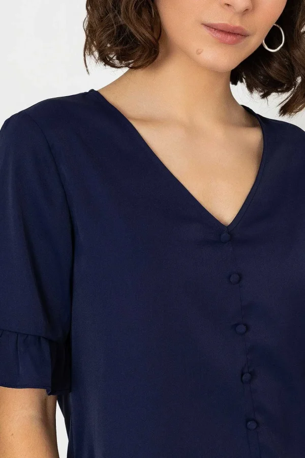 Rowen Avenue Button Blouse In Navy*Women Tops & Blouses