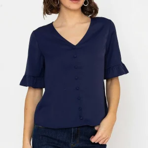 Rowen Avenue Button Blouse In Navy*Women Tops & Blouses