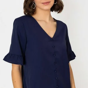 Rowen Avenue Button Blouse In Navy*Women Tops & Blouses