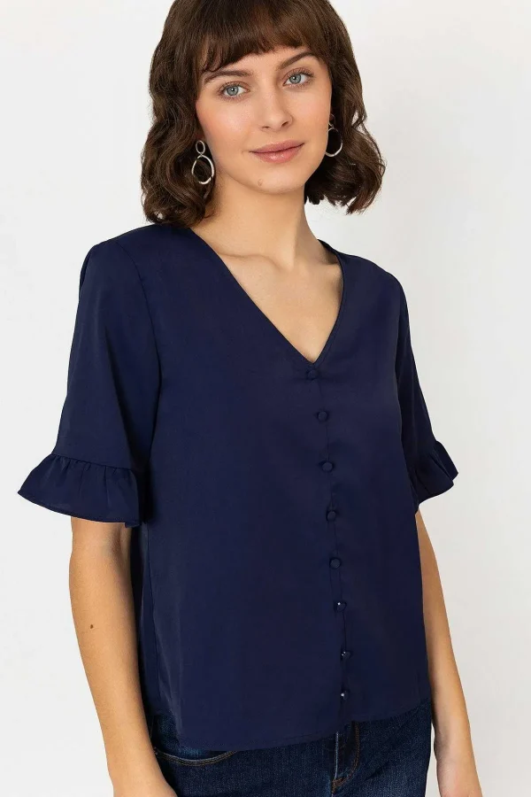 Rowen Avenue Button Blouse In Navy*Women Tops & Blouses