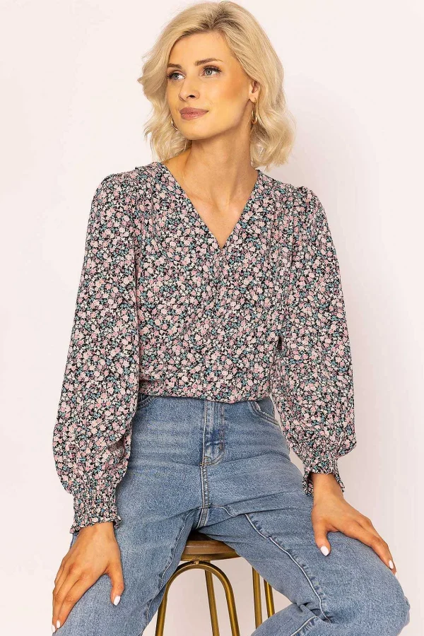 Rowen Avenue Button Blouse In Pink Print*Women Tops & Blouses