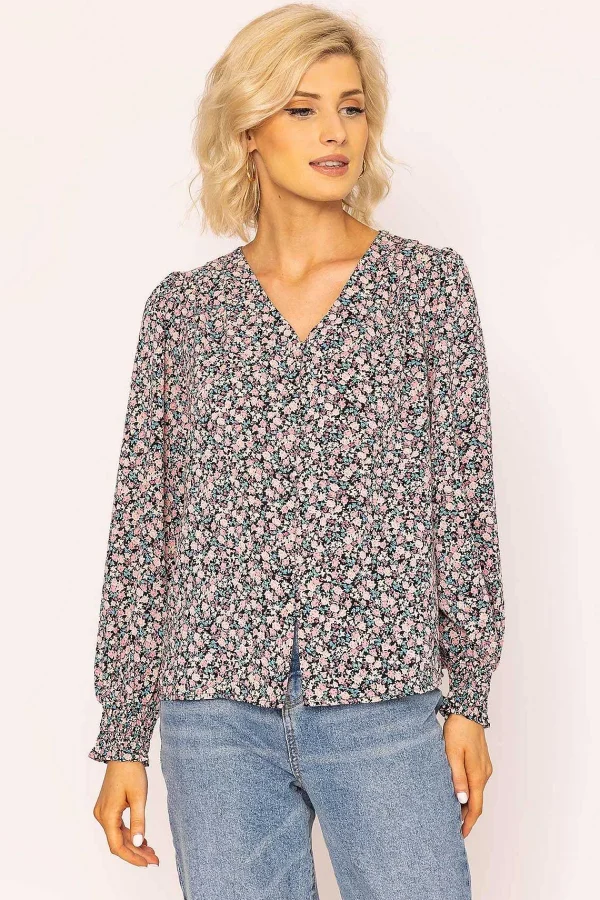 Rowen Avenue Button Blouse In Pink Print*Women Tops & Blouses