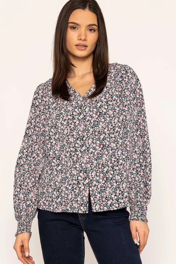 Rowen Avenue Button Blouse In Pink Print*Women Tops & Blouses