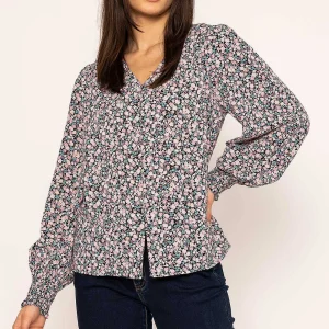 Rowen Avenue Button Blouse In Pink Print*Women Tops & Blouses