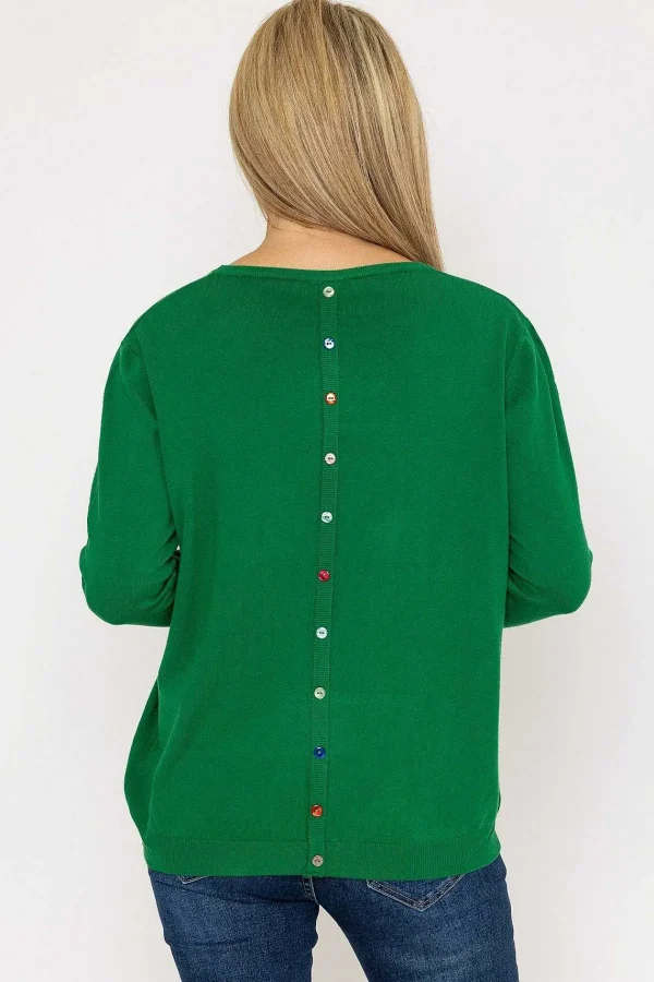 J'aime la Vie Button Detail Knit In Green*Women Jumpers & Cardigans