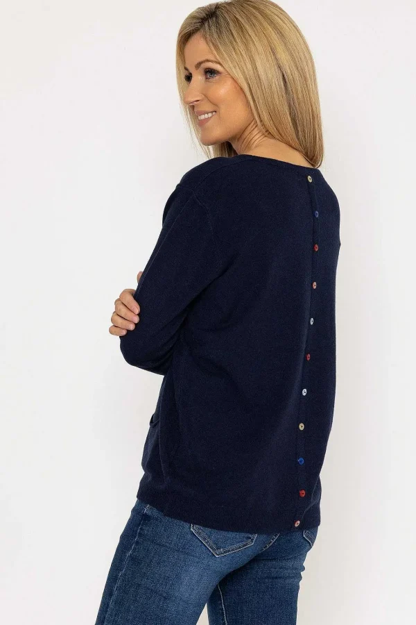 J'aime la Vie Button Detail Knit In Navy*Women Jumpers & Cardigans