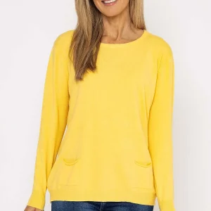 J'aime la Vie Button Detail Knit In Yellow*Women Jumpers & Cardigans