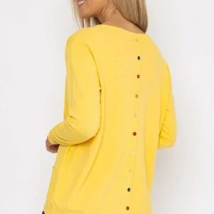 J'aime la Vie Button Detail Knit In Yellow*Women Jumpers & Cardigans