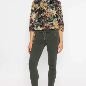 J'aime la Vie Button Front Jeans In Khaki*Women Jeans & Trousers