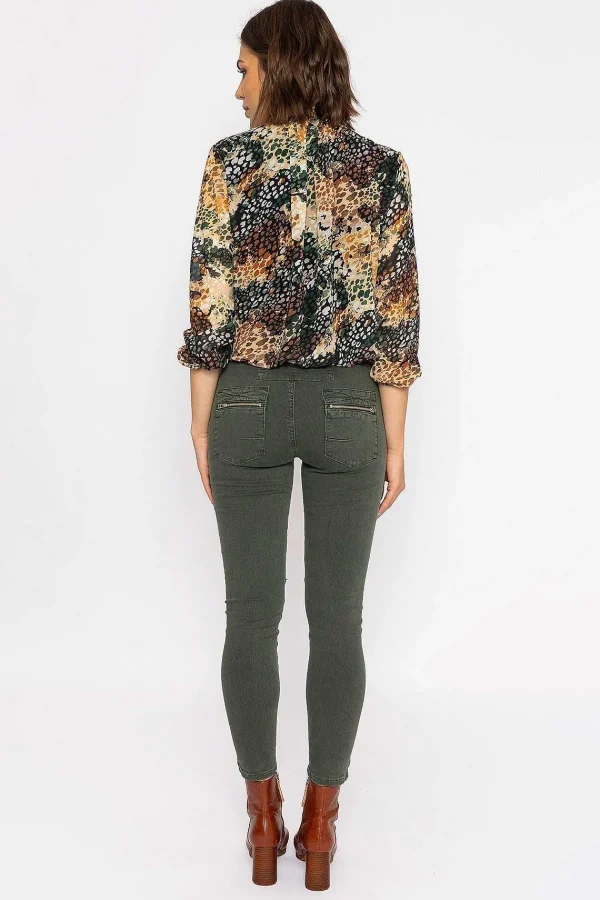J'aime la Vie Button Front Jeans In Khaki*Women Jeans & Trousers