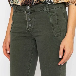 J'aime la Vie Button Front Jeans In Khaki*Women Jeans & Trousers