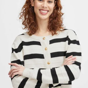 B.Young Bymocca Cream Striped Cardigan*Women Jumpers & Cardigans