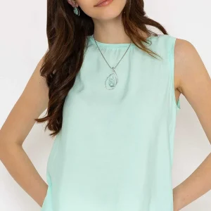 B.Young Bysilti Aqua Blue Sleeveless Top*Women Tops & Blouses