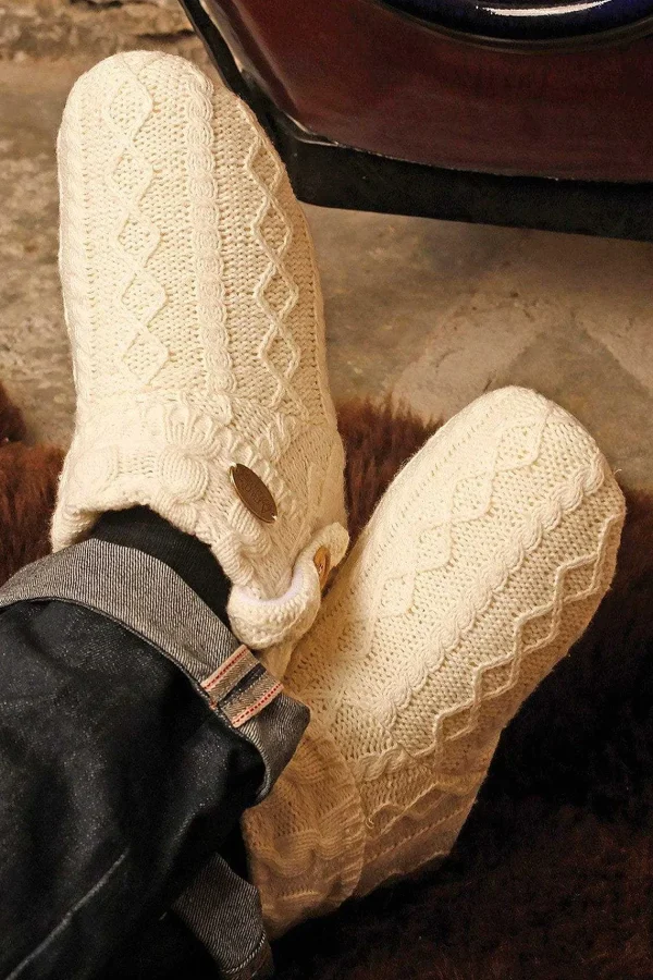 Aran Woollen Mills Cable Knit Boot Slippers*Women Nightwear