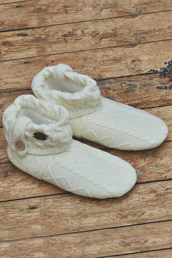 Aran Woollen Mills Cable Knit Boot Slippers*Women Nightwear