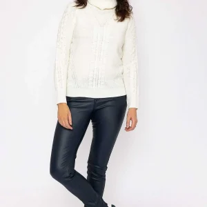 Voulez Vous Cable Knit Polo In White*Women Jumpers & Cardigans