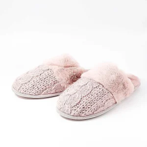 Cherish Accessories Cable Knit Slippers In Pink*Women Nightwear