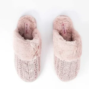 Cherish Accessories Cable Knit Slippers In Pink*Women Nightwear