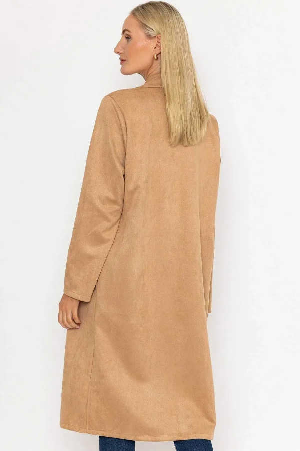 Pala D'oro Camel Long Suede Coat*Women Coats & Jackets