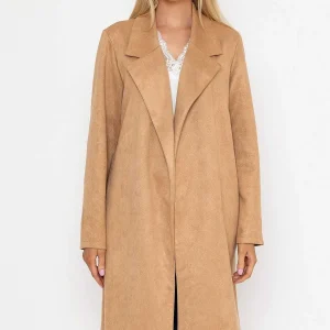 Pala D'oro Camel Long Suede Coat*Women Coats & Jackets