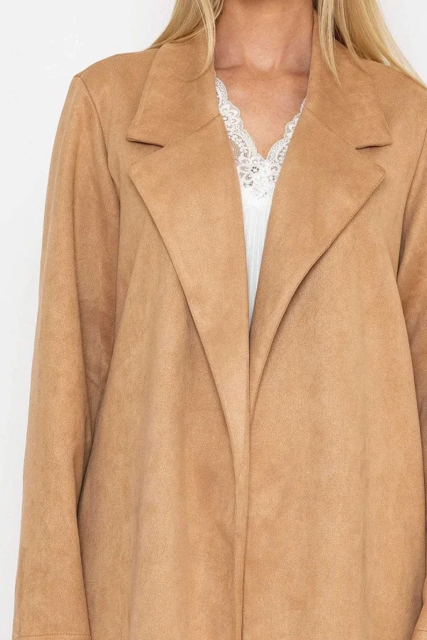 Pala D'oro Camel Long Suede Coat*Women Coats & Jackets