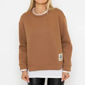 Pala D'oro Camel Sweatshirt With White Insert*Women Hoodies & Sweatshirts