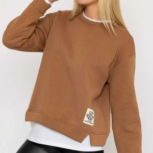 Pala D'oro Camel Sweatshirt With White Insert*Women Hoodies & Sweatshirts