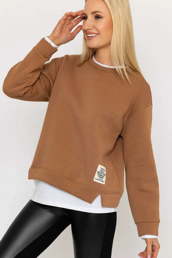 Pala D'oro Camel Sweatshirt With White Insert*Women Hoodies & Sweatshirts