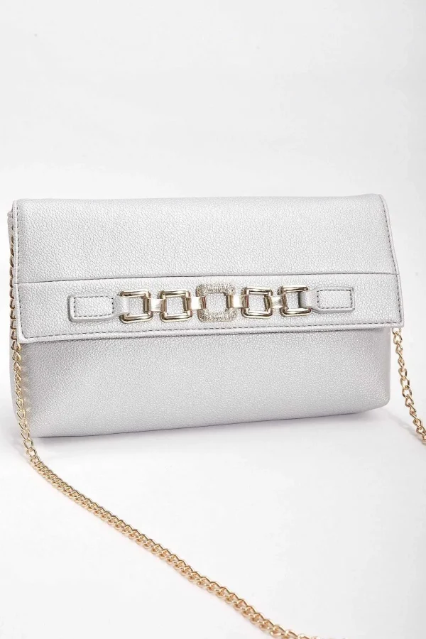 SOUL Accessories Chain Detail Clutch In Silver* Accessories
