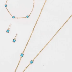 Joularie Chain With Aqua Square Detailing* Necklaces