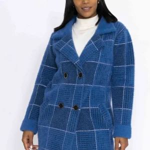 J'aime la Vie Check Buttoned Coatigan In Teal*Women Coats & Jackets