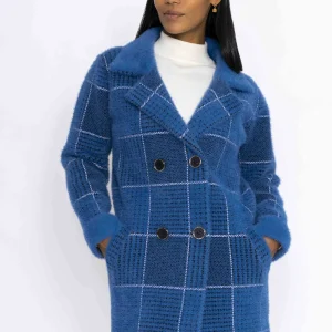 J'aime la Vie Check Buttoned Coatigan In Teal*Women Coats & Jackets