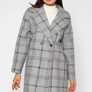 Pala D'oro Check Coat In Grey*Women Coats & Jackets