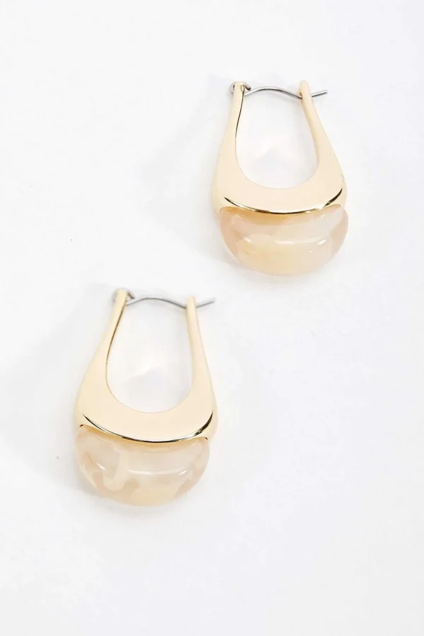 Soul Jewellery Chunky Hoop Earrings With Cream Stone* Earrings