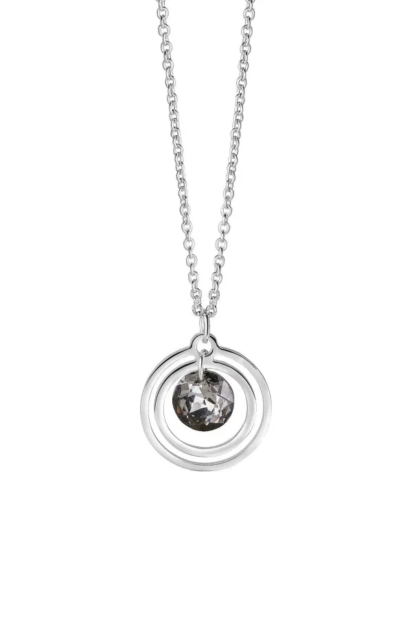 Newbridge Silverware Jewellery Circular Pendant Black Stone* Boxed Gifts