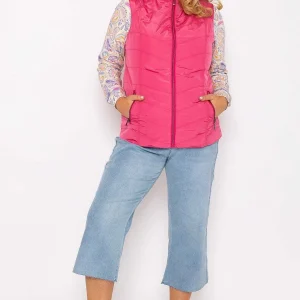 Ulla Popken Classic Fit Decorative Seam Gilet In Pink*Women Coats & Jackets