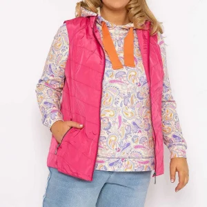 Ulla Popken Classic Fit Decorative Seam Gilet In Pink*Women Coats & Jackets