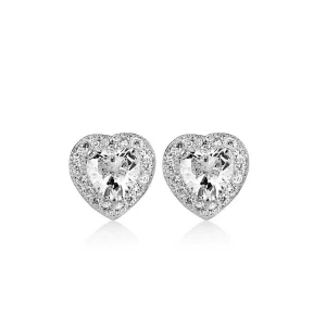 Newbridge Silverware Jewellery Clear Stone Heart Earrings* Boxed Gifts