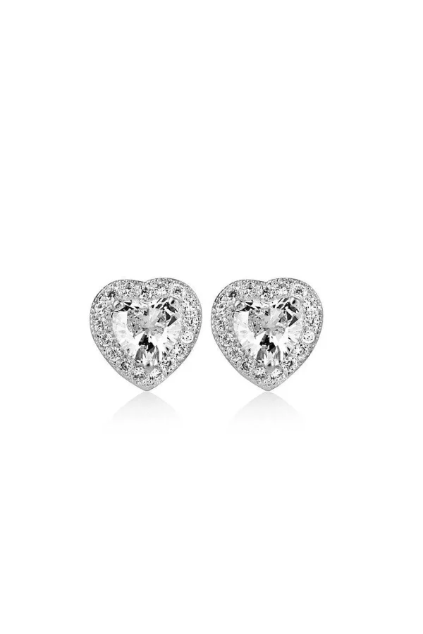 Newbridge Silverware Jewellery Clear Stone Heart Earrings* Boxed Gifts