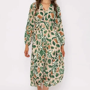 Pala D'oro Cliodhna Green Printed Midi Dress* Sale Dresses