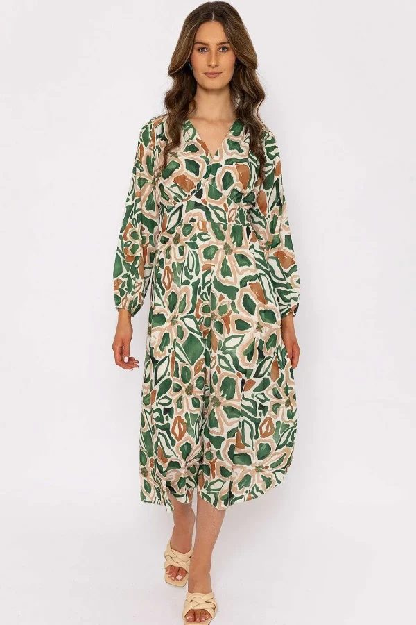 Pala D'oro Cliodhna Green Printed Midi Dress* Sale Dresses