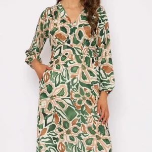 Pala D'oro Cliodhna Green Printed Midi Dress* Sale Dresses