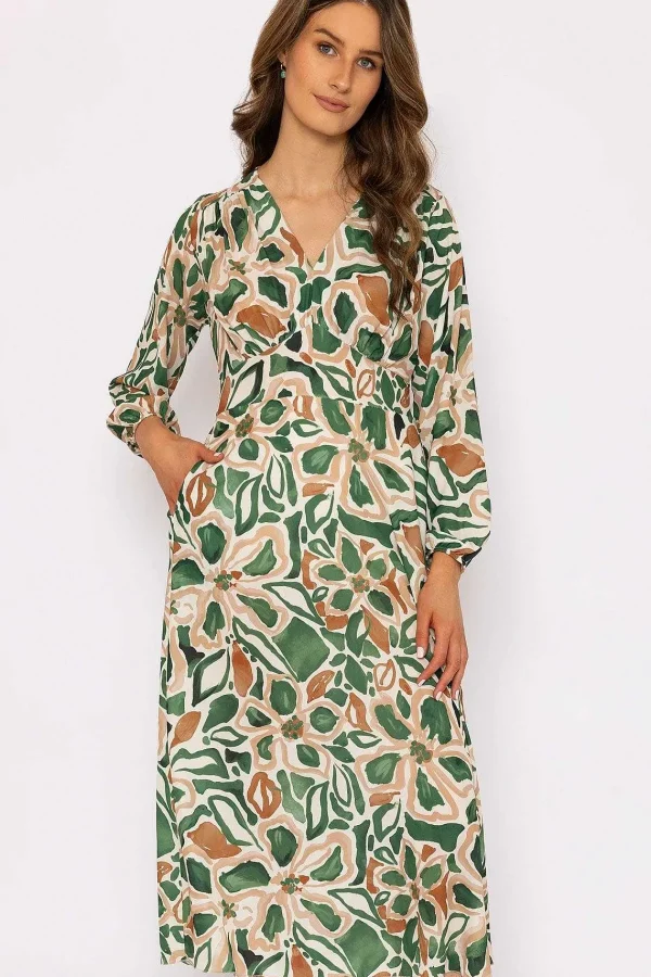 Pala D'oro Cliodhna Green Printed Midi Dress* Sale Dresses