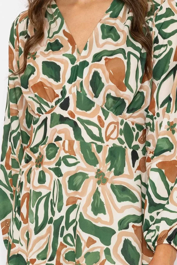 Pala D'oro Cliodhna Green Printed Midi Dress* Sale Dresses